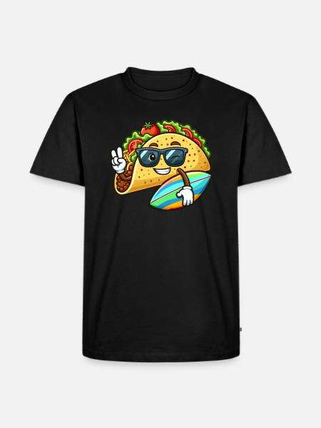 Surfender Taco Mit Sonnenbrille - Männer Premium Bio T-Shirt - Schwarz