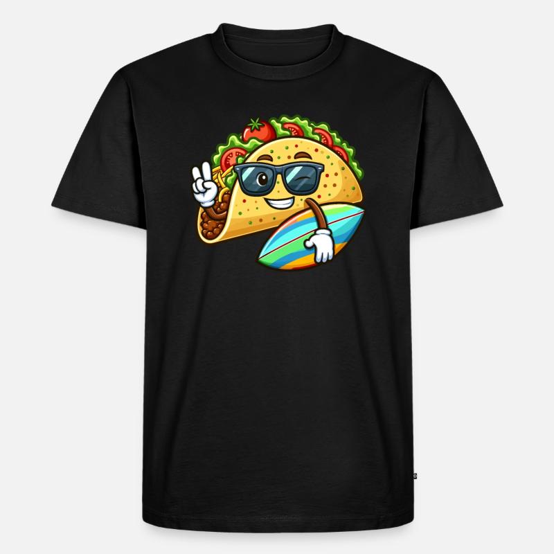Surfender Taco Mit Sonnenbrille - Männer Premium Bio T-Shirt - Schwarz