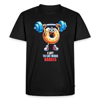 Je soulève pour manger plus de bagels - T-shirt Premium bio Homme - noir - Devant - Nico (187cm)