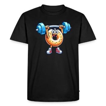 Fitness Gym Sport Bodybuilder Musculation Bagel - T-shirt Premium bio Homme - noir - Devant - Nico (187cm)
