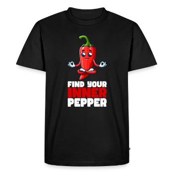 Trouvez le pepperoni qui sommeille en vous - T-shirt Premium bio Homme - noir - Devant - Nico (187cm)