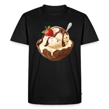 Crème glacée à la vanille Sundae à la fraise Moment de plaisir - T-shirt Premium bio Homme - noir - Devant - Nico (187cm)
