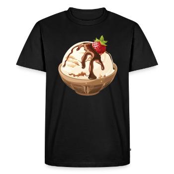 Crème glacée à la vanille avec délice de sauce au chocolat - T-shirt Premium bio Homme - noir - Devant - Nico (187cm)