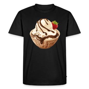 Glace à la vanille avec sauce au chocolat - T-shirt Premium bio Homme - noir - Devant - Nico (187cm)