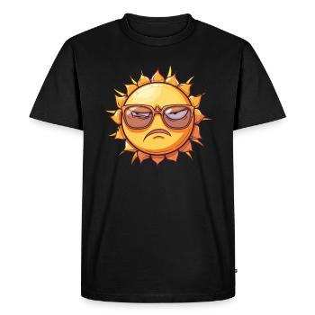 Soleil avec lunettes de soleil et froncement de sourcils - T-shirt Premium bio Homme - noir - Devant - Nico (187cm)