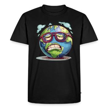Warm up, save our climate now - Men's Premium Organic T-Shirt - black - Front - Nico (187cm)