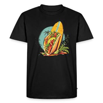 Surfeur d’été Taco Coucher de soleil - T-shirt Premium bio Homme - noir - Devant - Nico (187cm)