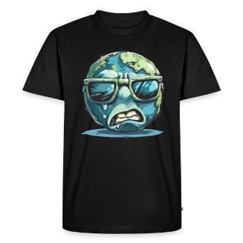 Cool globe with sunglasses graphic - Men's Premium Organic T-Shirt - black - Front - Nico (187cm)