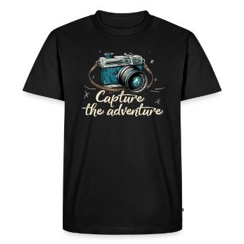 Capture The Adventure Retro Camera - Men's Premium Organic T-Shirt - black - Front - Nico (187cm)