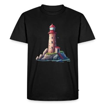 Lighthouse On The Rocky Coast - Men's Premium Organic T-Shirt - black - Front - Nico (187cm)