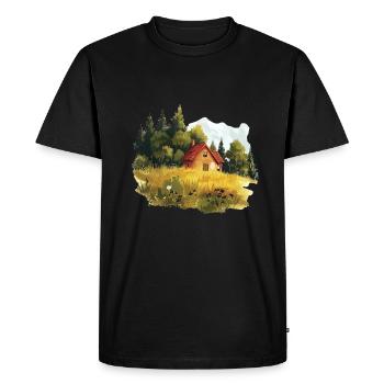 Cozy Country House In Idyllic Nature - Men's Premium Organic T-Shirt - black - Front - Nico (187cm)