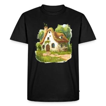 Idyllic fairytale house in the countryside - Men's Premium Organic T-Shirt - black - Front - Nico (187cm)