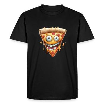 Funny Pizza Face For Humorous Moments - Men's Premium Organic T-Shirt - black - Front - Nico (187cm)