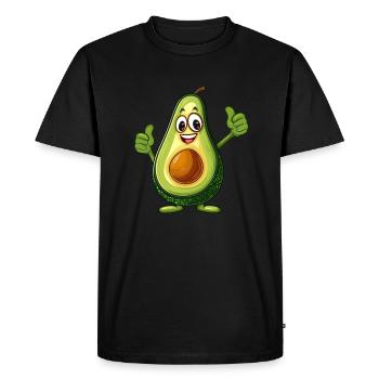 Cheerful avocado with thumbs up - Men's Premium Organic T-Shirt - black - Front - Nico (187cm)