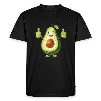 Cheerful avocado with thumbs up - Men's Premium Organic T-Shirt - black - Front - Nico (187cm)