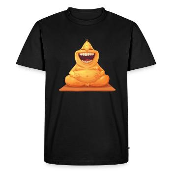 Rire détendu avec la figurine Yoga Orange - T-shirt Premium bio Homme - noir - Devant - Nico (187cm)