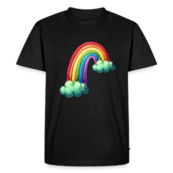Colorful Rainbow With Clouds Drawing - Men's Premium Organic T-Shirt - black - Front - Nico (187cm)