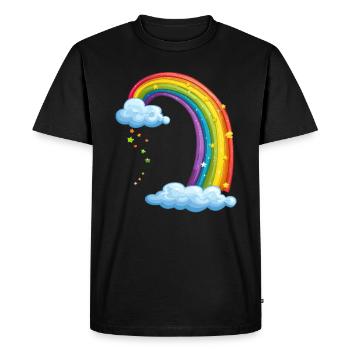 Colorful Rainbow With Clouds Drawing - Men's Premium Organic T-Shirt - black - Front - Nico (187cm)