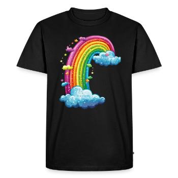 Colorful Rainbow With Clouds Drawing - Men's Premium Organic T-Shirt - black - Front - Nico (187cm)