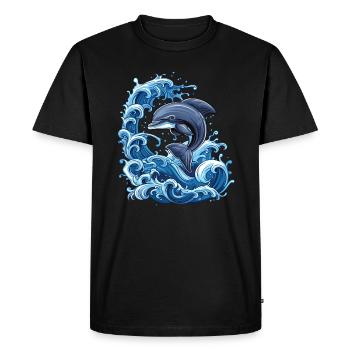 Dolphin, Water, Waves, Ocean - Men's Premium Organic T-Shirt - black - Front - Nico (187cm)
