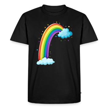Colorful Rainbow With Clouds Drawing - Men's Premium Organic T-Shirt - black - Front - Nico (187cm)