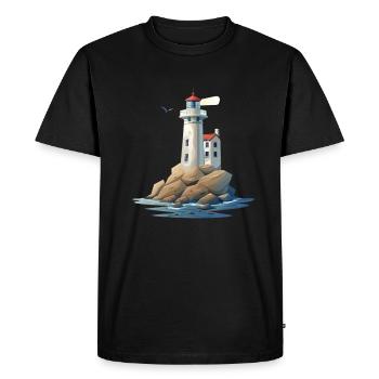Lighthouse On The Rocky Coast - Men's Premium Organic T-Shirt - black - Front - Nico (187cm)
