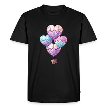 Coeurs colorés ballons volant haut - T-shirt Premium bio Homme - noir - Devant - Nico (187cm)