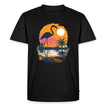 Illustration de flamant rose - T-shirt Premium bio Homme - noir - Devant - Nico (187cm)