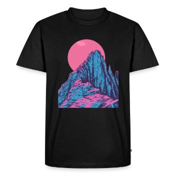 Pink moon over mystical mountains - Men's Premium Organic T-Shirt - black - Front - Nico (187cm)