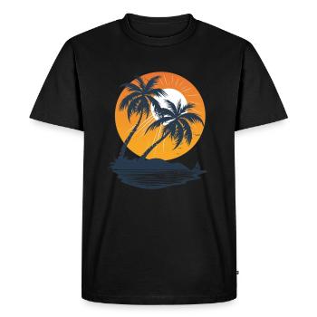 Coucher de soleil ensoleillé sur Palm Island - T-shirt Premium bio Homme - noir - Devant - Nico (187cm)