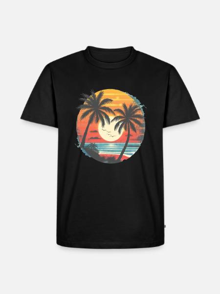 Summer Sunset Palm Trees Silhouette - Men's Premium Organic T-Shirt - black