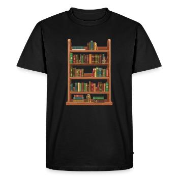 Bookshelf full of classic literature - Men's Premium Organic T-Shirt - black - Front - Nico (187cm)