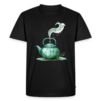 Green Teapot with Magic Steam - Men's Premium Organic T-Shirt - black - Front - Nico (187cm)