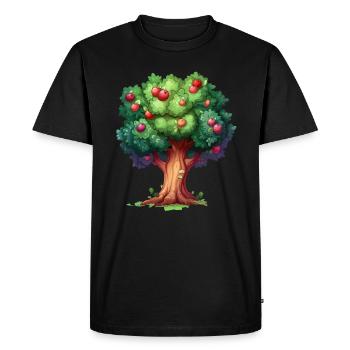 Pommier coloré dans le style cartoon - T-shirt Premium bio Homme - noir - Devant - Nico (187cm)