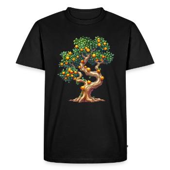 Oranger avec motif de fruits mûrs - T-shirt Premium bio Homme - noir - Devant - Nico (187cm)