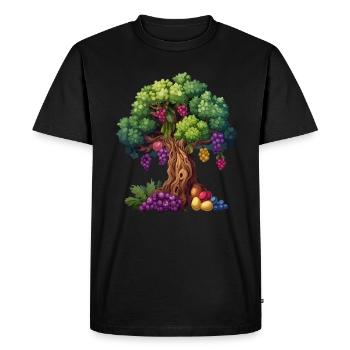 Arbre coloré avec des raisins et des feuilles - T-shirt Premium bio Homme - noir - Devant - Nico (187cm)