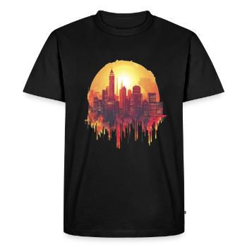 City skyline at sunset - Men's Premium Organic T-Shirt - black - Front - Nico (187cm)
