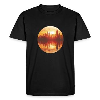 Sunset Cityscape Reflection - Men's Premium Organic T-Shirt - black - Front - Nico (187cm)