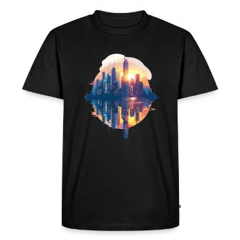 Coucher de soleil urbain aux couleurs pastel - T-shirt Premium bio Homme - noir - Devant - Nico (187cm)