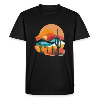 Paysage désertique au coucher du soleil - T-shirt Premium bio Homme - noir - Devant - Nico (187cm)