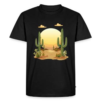 Paysage désertique au coucher du soleil - T-shirt Premium bio Homme - noir - Devant - Nico (187cm)