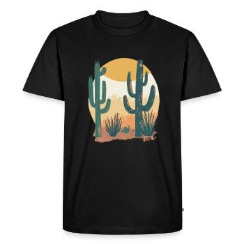 Paysage désertique au coucher du soleil - T-shirt Premium bio Homme - noir - Devant - Nico (187cm)