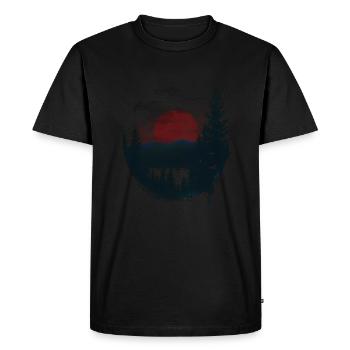 Lune rouge au-dessus de la forêt mystique - T-shirt Premium bio Homme - noir - Devant - Nico (187cm)