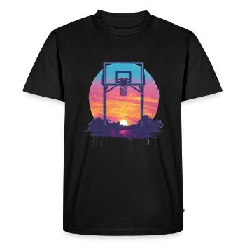 Rêve de basket-ball au coucher du soleil - T-shirt Premium bio Homme - noir - Devant - Nico (187cm)