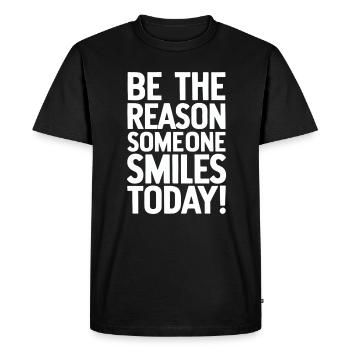 Be the reason for a smile today - Men's Premium Organic T-Shirt - black - Front - Nico (187cm)