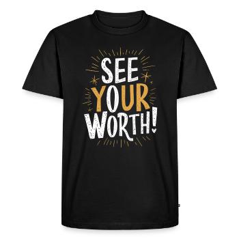 Discover your intrinsic value - Men's Premium Organic T-Shirt - black - Front - Nico (187cm)