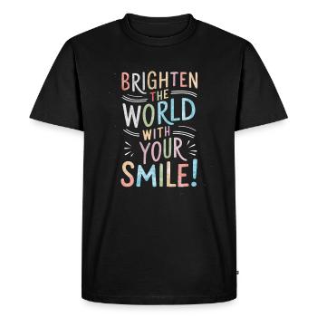 Light up the world with your smile - Men's Premium Organic T-Shirt - black - Front - Nico (187cm)