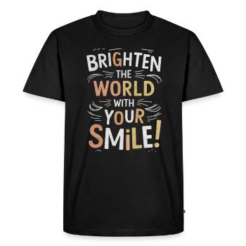 Light up the world with your smile - Men's Premium Organic T-Shirt - black - Front - Nico (187cm)