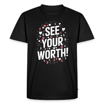 Recognize Your Worth Motivational Quote - Men's Premium Organic T-Shirt - black - Front - Nico (187cm)