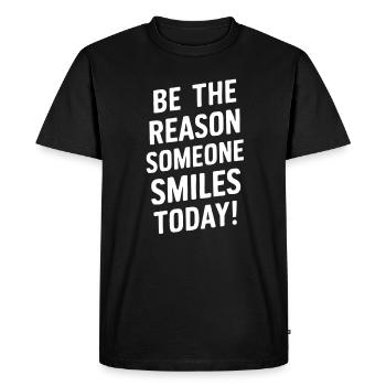 Soyez la raison d’un sourire aujourd’hui - T-shirt Premium bio Homme - noir - Devant - Nico (187cm)